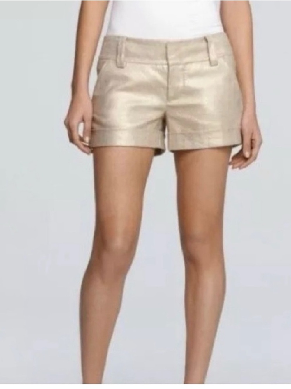 Alice + Olivia Metallic Beige Cuffed Shorts